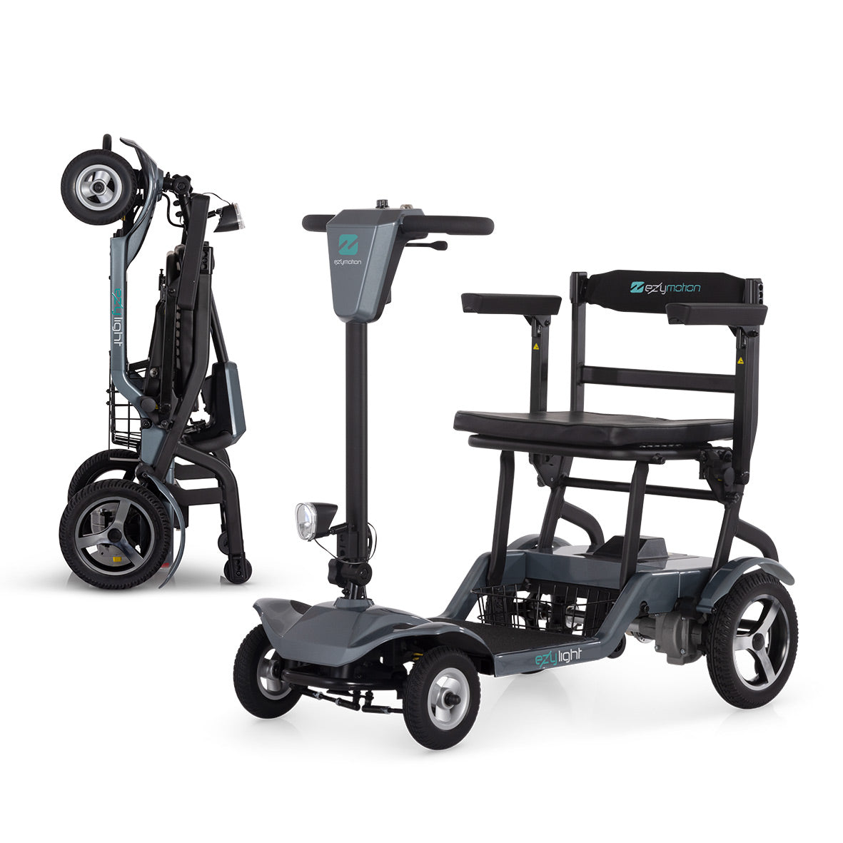 EZY Light four-wheel folding mobility scooter, compact travel class.